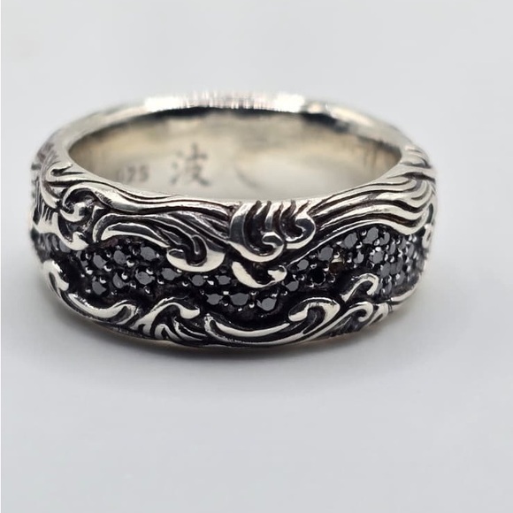 David Yurman Other - David Yurman Silver sterling waves ring with  Black Diamonds